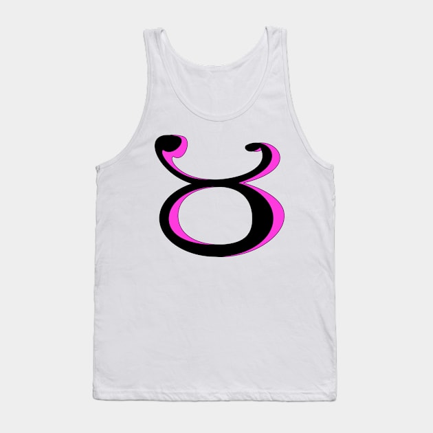 Taurus Zodiac Astrology Sign Pink and Black Symbol Tank Top by Elizza